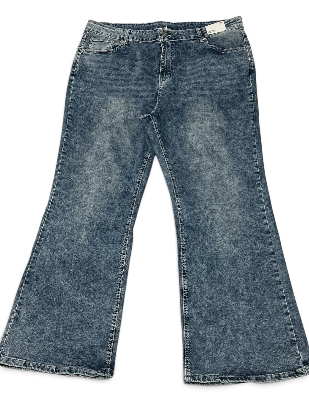 Forever 21 Plus 3X Low Rise Bootcut Jeans Acid Wash Rhinestone Star Pockets NWT